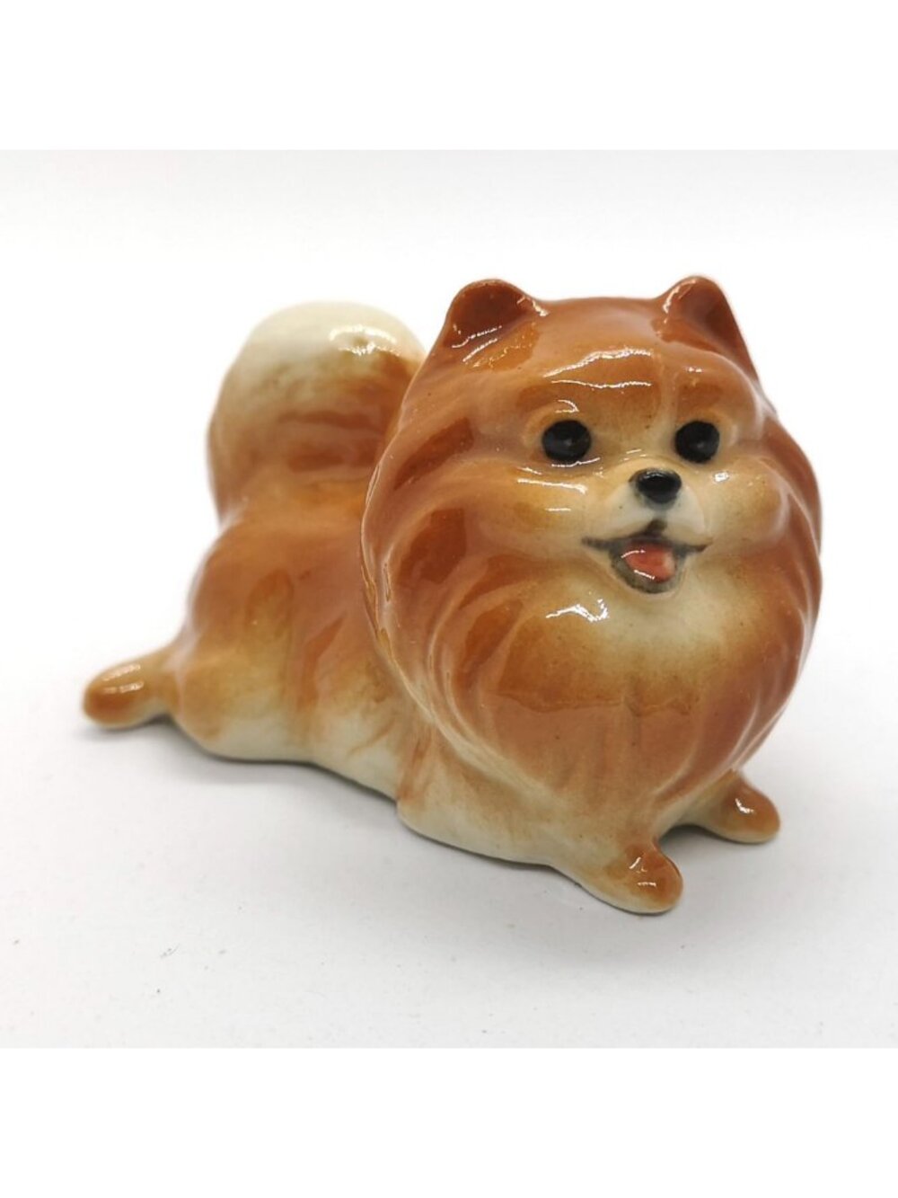 Charming Handmade Ceramic Pomeranian Figurine | Cute Dog Lover Shelf Decor